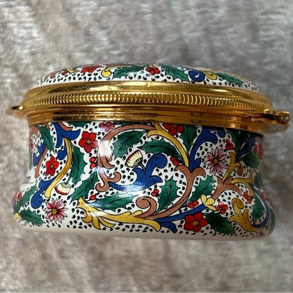 Halcyon Days Christmas 1992 Little Town of Bethlehem Enamel Box Copper Vintage